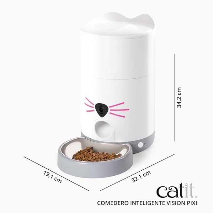 Catit PIXI Vision Smart Feeder – App-Controlled Cat Feeder with Built-in Camera, Motion Detection, Night Vision & Custom Feeding Schedule Monitoring