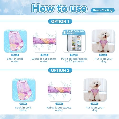 cyeollo 2Pack Dog Cooling Shirts Evaporative Dog Cooling Vest, M, Purple