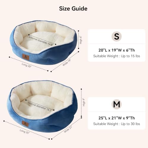 Asvin Small Dog Bed for Small Dogs, Cat Beds for Indoor Cats, Pet Bed for Puppy and Kitty, Extra Soft & Machine Washable with Anti-Slip & Water-Resistant Oxford Bottom, Light Blue, 20 inches