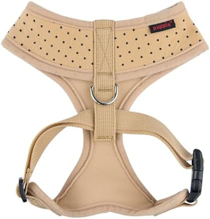 Puppia Dotty Dog Harness A (Over-the-Head) Fashionable Polka Dot Pattern Spring Summer Harness for Small Dogs, Beige, Small