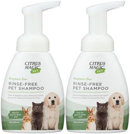 Citrus Magic Pet Rinse-Free Pet Shampoo, 8 Fluid Ounce, 2 Pack