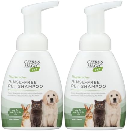 Citrus Magic Pet Rinse-Free Pet Shampoo, 8 Fluid Ounce, 2 Pack