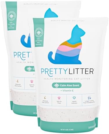 PrettyLitter Health Monitoring Cat Litter, Calm Aloe, 2-Pack, 6 lb. Bags