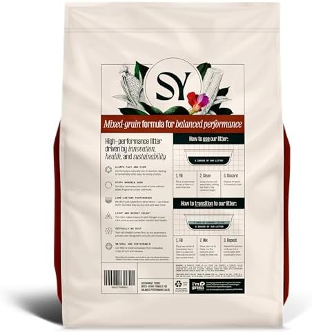 Sustainably Yours Natural Cat Litter, Mixed-Grain Formula, Exceptional Clumping & Odor Control, Virtually No Dust, Easy to Scoop, Corn & Cassava Plant-Based, Unscented, 10 lbs (Pack of 2)