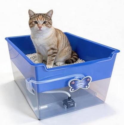 Clean Stream Litter Box - No More Disposable Litter, A Washable Litter Box System, Mess Free Water Clean, No Tracking, Eco-Friendly, Save Time + Money and User-Friendly System.
