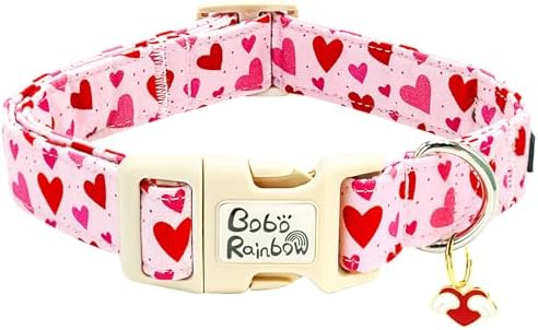 Valentine's Cute Pink Heart Print Dog Collar for X-Small Dogs