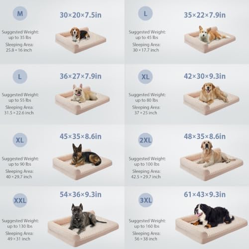 BFPETHOME Orthopedic Washable Dog Bed, Sleeping Couch for Large Senior Dogs