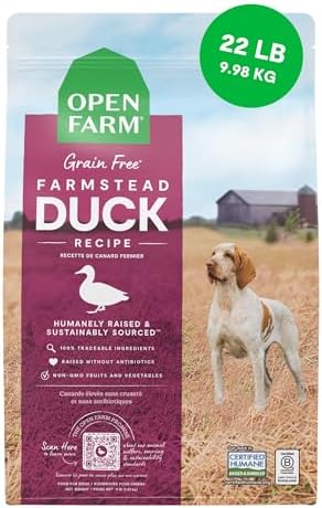 Open Farm Grain Free Dry Dog Food, Farmstead Duck Kibble, 22lb Bag