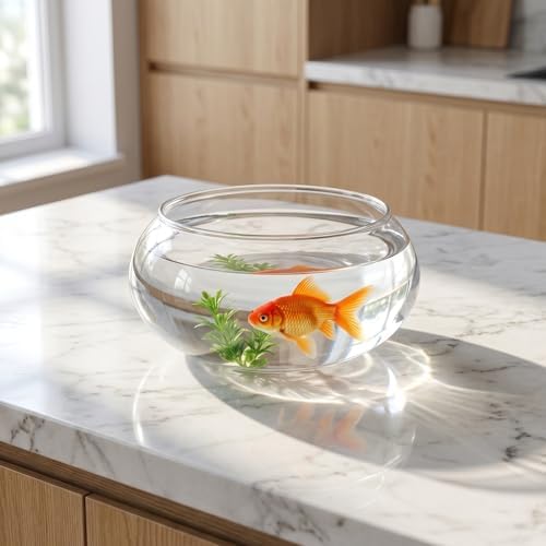 GANAZONO Clear Fish Bowl Vase Bubble Round Planter Terrarium Fish Bowl Aquatic Plant Pot Daffodil Pot Hydroponic Planter Tank Aquarium (Pack of 2)