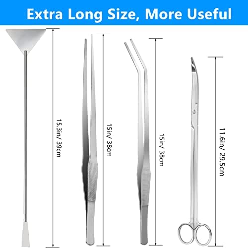 15" Aquarium Aquascape Tools Kit 4P Stainless Steel Aquascaping Set