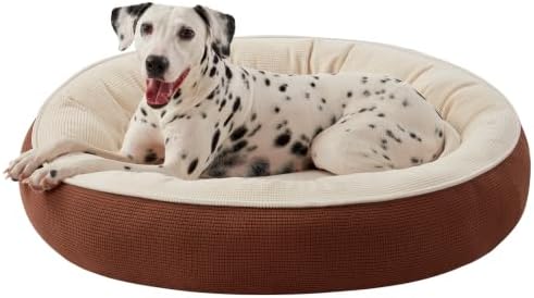 36 inches Soft Touch Fleece Donut Dog Bed for Large Dogs,Coffee