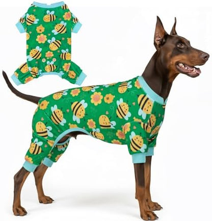 KYEESE Velvet Dog Pajamas for Large Dogs Soft Onesie Shirt, Little Bee