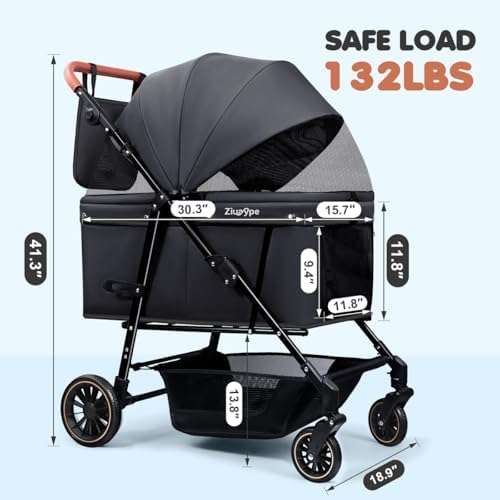 Dog Stroller for Large & Medium Dogs (20–132 lbs), for 2 Small Dogs