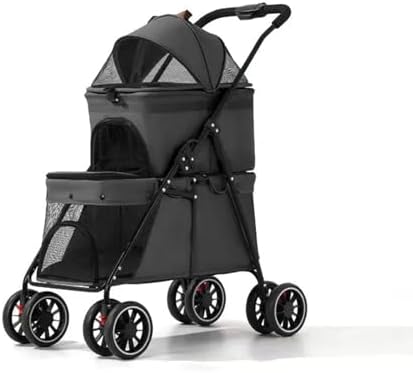 YYW Double Pet Stroller Foldable 2 Carriages Lockable Wheels Black