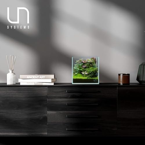 Ultum Nature Systems Ultra Clear Rimless Aquarium - Low Iron Glass Fish Tank with 45° Mitered Edges, 5mm-12mm Thick, Leveling Mat Included (16C, Cube, 1 Gallon)