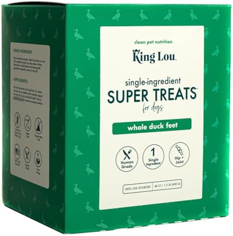 King Lou Pets Whole Duck Feet for Dogs, Dehydrated Treats, 40 Count