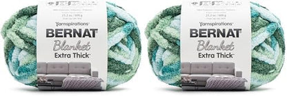 Bernat Blanket Extra Thick Teal Ivy Varg Yarn - 2 Pack of 21.12oz/598.74g - 100% Polyester - #7 Jumbo - 72 Yards - Chunky Yarn for Hand Knitting, Crocheting, Crafts & Amigurumi