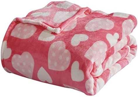 Valerian Luxury Velvet Super Soft Light Weight Blanket Prints Fleece Throw - All Year Round Home Decor, Fuzzy Warm and Cozy Throws, Couch and Gift, 50 x 60inch, Jasmine Heart