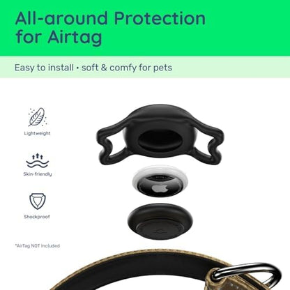 Premium Airtag Dog Collar，with IP68 Waterproof AirTag Holder,Brown,XL