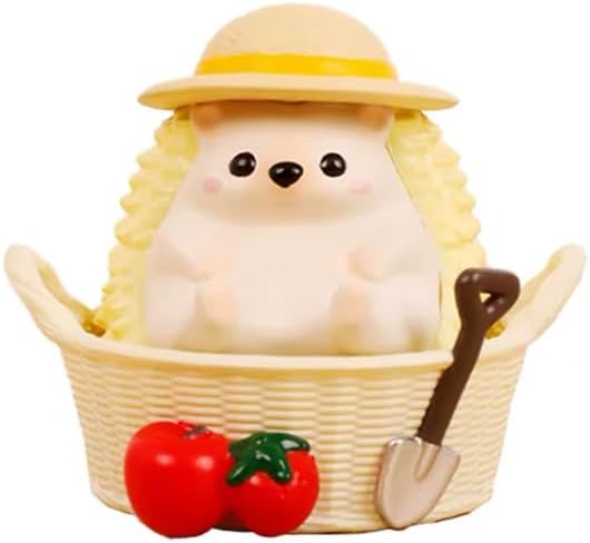 Soft Yellow Hedgehog Pen Holder, Cute Resin Basket Desk Decor
