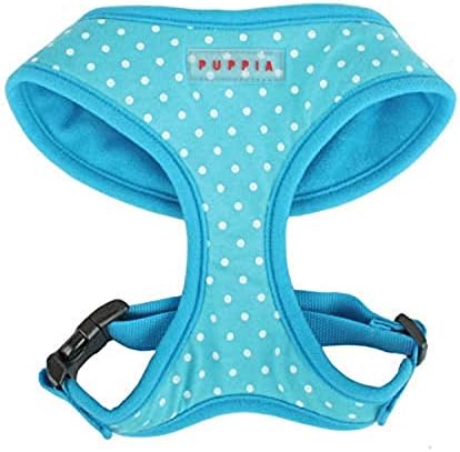Puppia Dotty Dog Harness Over-the-Head No Pull No Choke Walking Training Adjustable for Small & Medium Dog, X-Small, Sky Blue