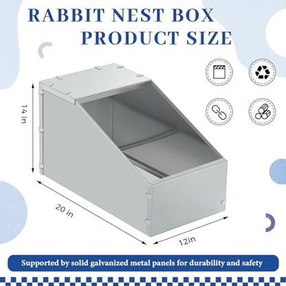 1 Pcs Galvanized Metal Rabbit Nesting Box, 20 * 14 * 12 Inch