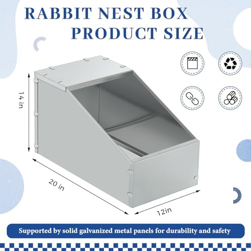 4 Pcs Galvanized Metal Rabbit Nesting Box, 20 * 14 * 12 Inch