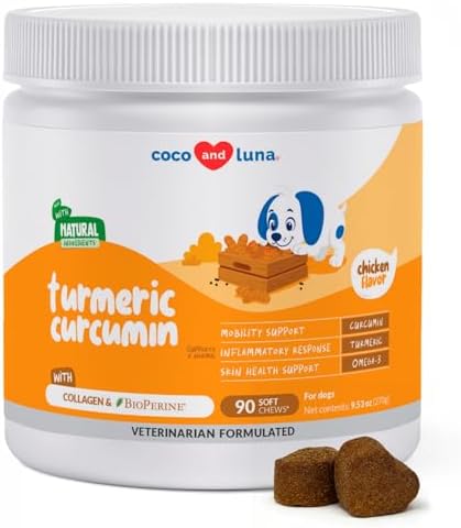 Turmeric for Dogs 90 Soft Chews - Joint, Anti-Inflammatory & Collagen