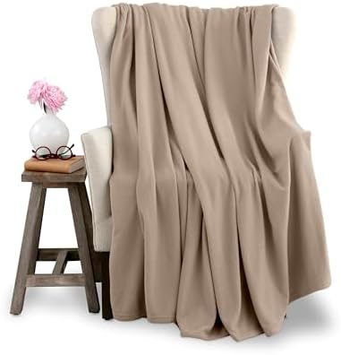 King Size Microfleece Blanket | Fleece Bed Blanket | All-Season Comfort | Supersoft Lightweight | Plush Throw Blanket for Bed Couch or Sofa | Pet-Friendly | Nutmeg