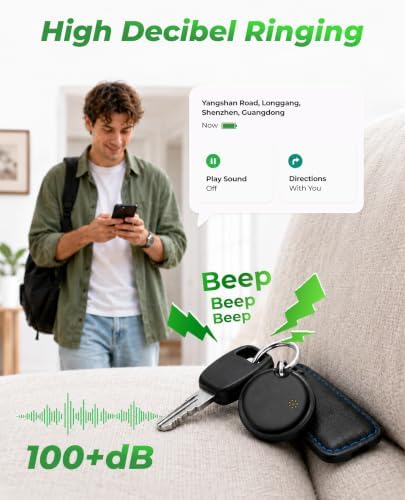 2026 Air Tags Tracker Tag for Android & iOS - Bluetooth Tracker with IP68 Waterproof, 100dB Alarm, Replaceable Battery, GPS Tracker Smart Tag for Luggage Keys Wallet Pets Kids, Airtag 1 Pack