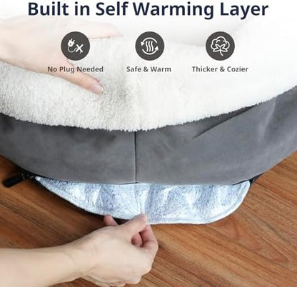 Cat Bed with Pet Pad, 17.7"×13.7", Gray