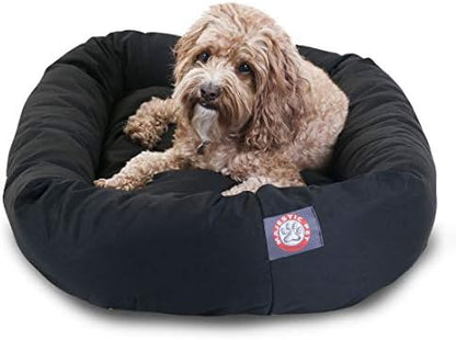 Majestic Pet Bagel Calming Dog Bed, 32 Inch Medium, Round, Washable, Black