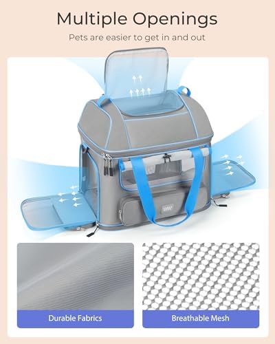 Expandable Cat Dog Carrier: NOBLE DUCK Soft-Sided Pet Carrier Airline Approved Large Small Medium Collapsible Portable Travel Up to 25 Lbs Black