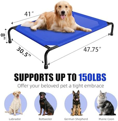 Simple Trending Raised Dog Bed for Large Dogs, Waterproof XL Dog Cot, Blue