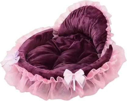 Cute Princess Pet Bed with Lace - Cozy Cotton Cat & Teddy Litter for Small Dogs and Cats