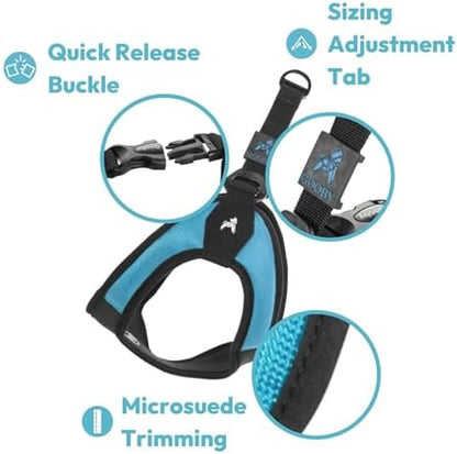 Gooby Escape Free Easy Fit Dog Harness, Step-in, Blue, Large