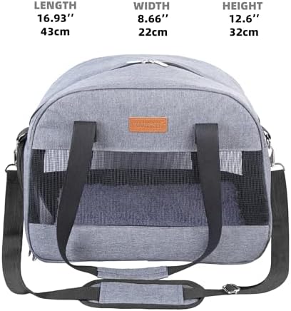 Cat Carrier for Small Cats Dogs, Soft-Sided Pet Carrier for Cats Puppies Small Pets, Lightweight Comfortable Travel Cat Dog Carrier (Grey)