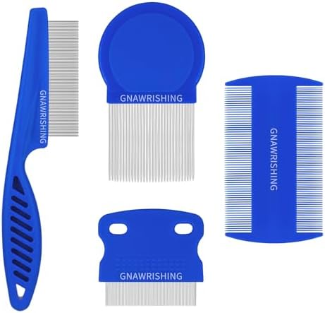 4-Pack Flea Comb for Dogs & Cats Stainless Steel Pet Grooming Comb Set