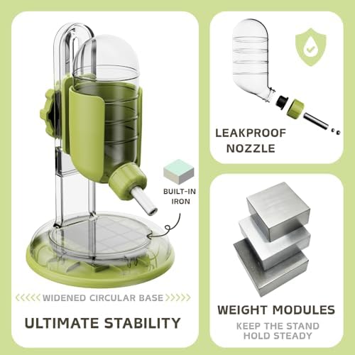 Hamster Water Bottle with Stand, 4oz Water Dispenser for Syrian Dwarf Hamsters Gerbils Mice Rats Degus (Green)