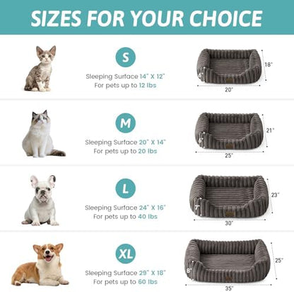 COZY KISS Orthopedic Pet Bed for Small Dogs & Cats - Washable Rectangle Pet Bed with Anti-Slip Bottom, Soft Calming Cat & Puppy Bed for Indoor Pets (30"x23"x7", Grey)