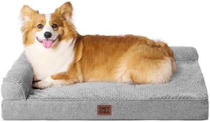 EHEYCIGA Orthopedic Dog Bed, Medium Memory Foam Dog Bed, Grey