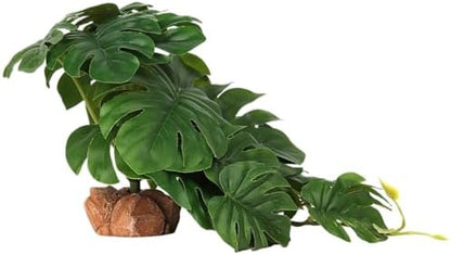 Fake Monstera Reptile Terrarium Plants for Ball Python Snake Gecko