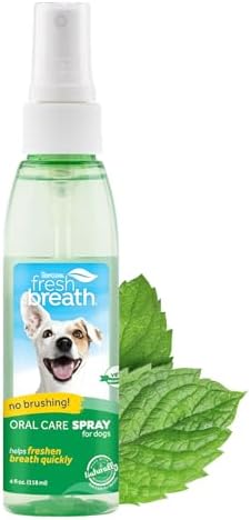 TropiClean Fresh Breath Oral Care Spray for Dogs & Cats | Dog Breath Spray | Mint Breath Freshener | Pet Bad Breath Treatment | Made in The USA | 4 oz