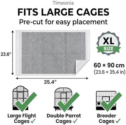 XL Bird Cage Liners 23.6x35.4 20-Pack Bamboo Charcoal Large Parrot