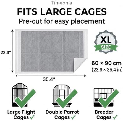 XL Bird Cage Liners 23.6x35.4 20-Pack Bamboo Charcoal Large Parrot