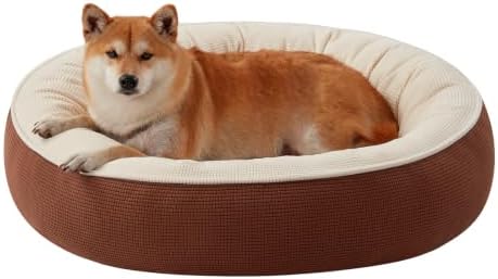 33 in Soft Touch Fleece Donut Dog Bed for Medium Plus Dogs,Coffee