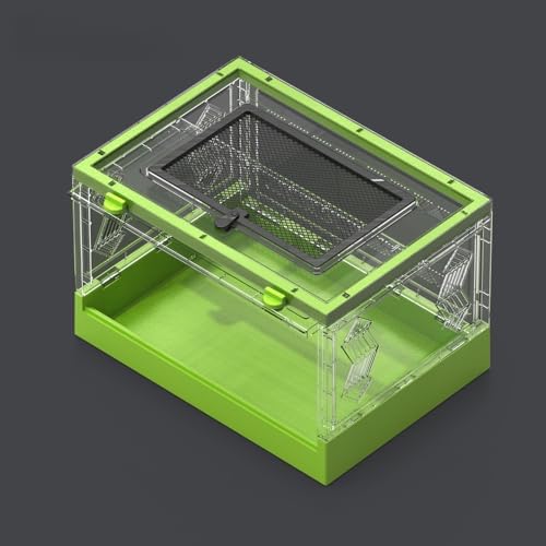 Large Portable Reptile Tank with Multi-Observation Perspective Foldable and Bottom Pulley, Ideal Habitat for Gecko, Frog, Spider and so on (Green Extra Large)