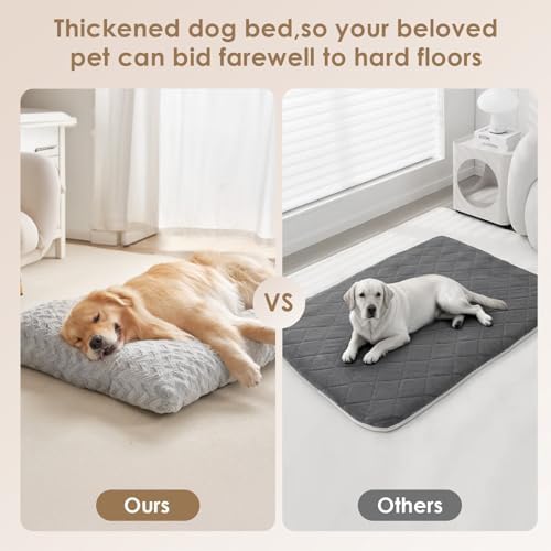 EHEYCIGA Washable Large Dog Bed for Crate, 35x23 Inch Pet Bed, Grey