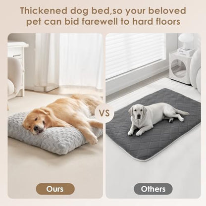 EHEYCIGA Washable Large Dog Bed for Crate, 35x23 Inch Pet Bed, Grey