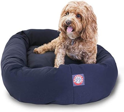 Majestic Pet Bagel Calming Dog Bed, 32 Inch Medium, Round, Washable, Blue